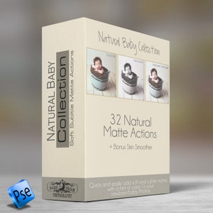 Natural Baby Collection - Photoshop  ELEMENTS  Actions - 32 soft , Subtle Mattes and Tool Actions