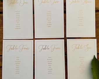 Table plan wedding, seating plan cards, individual table plan cards, table arrangement chart, seating arrangement cards, table plan cards