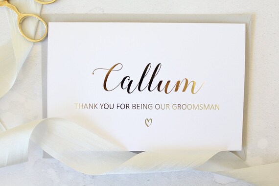 Personalised Wedding Card Thank You For Being Our Groomsman Etsy