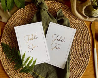 Wedding table numbers, portrait table numbers, gold foil table numbers, elegant table number cards, table name cards, table signs wedding