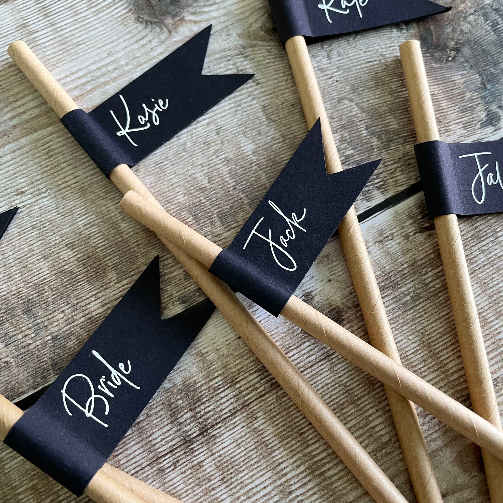 Wedding Drink Straw, Rustic Place Setting, Rustic Place Name, Name ...