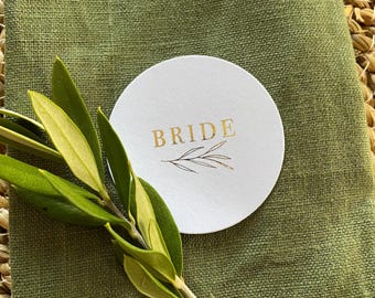 Circle name cards, wedding name tags, round name cards, simple name cards, round name tags, gold foil name cards, place setting name cards