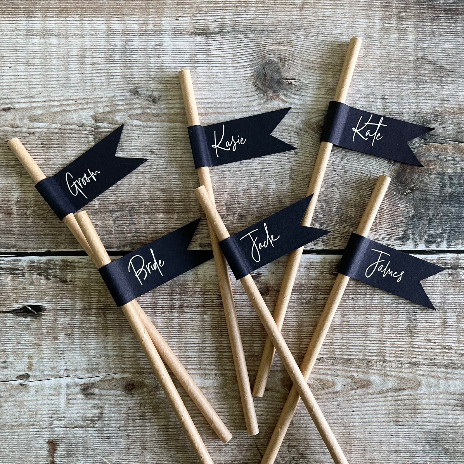 Wedding Drink Straw, Rustic Place Setting, Rustic Place Name, Name ...