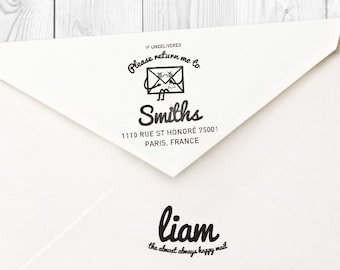 Liam custom return address rubber stamp - FREE SHIPPING WORLDWIDE*