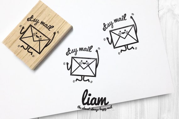 2-piece Liam the happy mail /'Letter box-please take me to this address/' rubber stamp *FREE SHIPPING