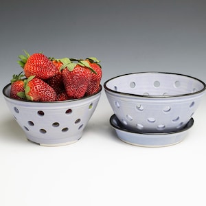 Berry Bowl & Saucer - Lavender Glaze, Back rim with matching Saucer!. Price is for one. Made of fine porcelain. From a custom-maker.