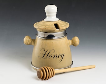 Honey Jar3 - Stainless with Oil-Rubbed Honey Stick