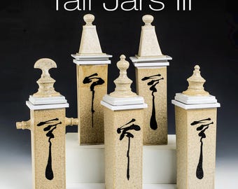 Tall Jars III #1 Containers that offer mystique and remarkable craftsmanship 10" tall Porcelain.