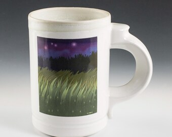 Sundown Mugs.  Original Painting by Dan Saultman - Beautiful Porcelain Artwork fired into the mugs - Only two. Collectors Alert!