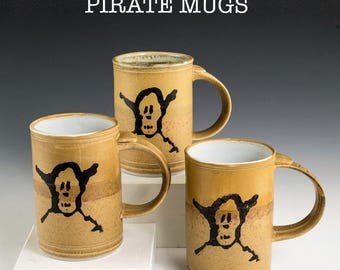 Pirate Mugs Goth Black fired-in graphic. Ceramic Gifts. Limited edition. Each one different.
