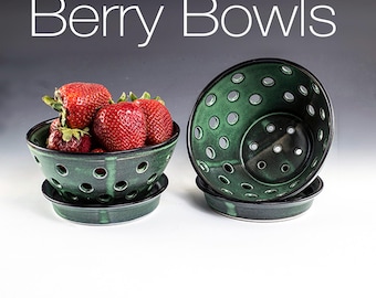 Berry Bowls & Saucers - Green Glaze with matching Saucer!. Price is for one.