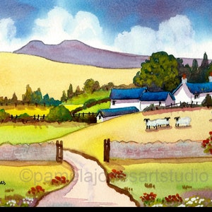 Original Watercolour, Painting, Farmhouse In, The Brecon Beacons,  South Wales, in 14 x 11'' Mount, Gift Idea, Art and Collectibles, Decor