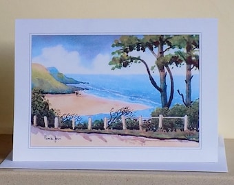 Caswell Bay Card, Gower Card, Swansea Card, South Wales Card, Art Greeting Card, Blank Inside, Size A5,  Birthday Card, Artist Greeting Card