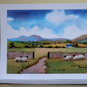 Carte d'art, carte de voeux, carte mouton, carte Brecon Beacons, carte Pays de Galles, carte vierge, carte pour un ami, carte quelqu'un de spécial, carte d'anniversaire