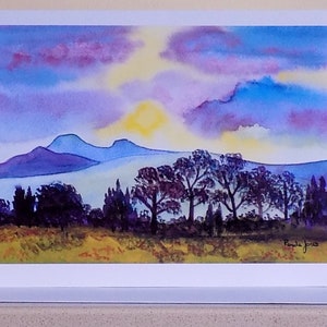 Tarjeta de fan de Pen Y, tarjeta de Brecon Beacons, tarjeta de Gales del Sur, tarjeta de felicitación artística, paisaje galés, A5, de My, acuarela original, interior en blanco