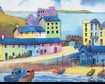 Akvarelltryck av Tenby Boats: Pembrokeshires walesiska landskap i (20x15 cm)