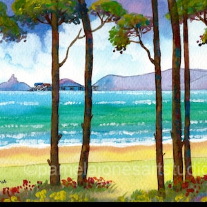 Mumbles ACEO、ACEO Wales、Trees Aceo、水彩画プリント、私のオリジナル水彩画、Wales Aceo、英国、3.5 x 2.5インチトレーディングカード、ミニアート