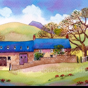 Watercolour Print, Farmhouse, The Brecon Beacons, Wales, in 14 x 11&#39;&#39; Mount, Gift Idea, Art And Collectibles, Home and Living, Welsh art