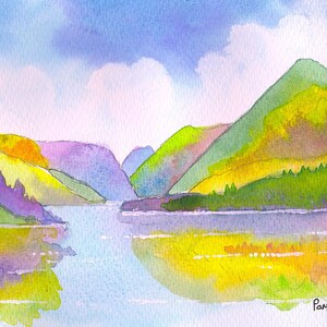Llyn Padarn, North Wales, Original Watercolour, in 14 x 11 &#39;&#39; Mount, Home Decor, Wall Art, Gift idea, Gift for the home, Landscape Painting
