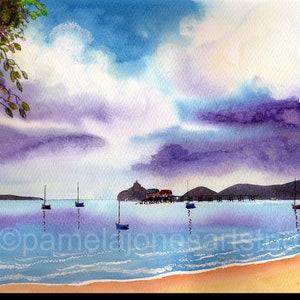 Original Watercolour, Stormy Sky, Mumbles, Swansea Bay, Wales, in 20 x 16&#39;&#39; Mount, Gift for the Home, Art and Collectables, Home and Living