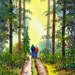 Woodland ACEO, Aceo en miniatura, impresión en acuarela, de mi, acuarela original, Woodland Walk, 3,5 x 2,5 pulgadas, tarjetas coleccionables de artista, mini arte