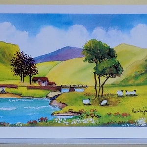 Tarjeta de Capel Curig, tarjeta de Snowdonia, tarjeta del norte de Gales, tarjeta de felicitación artística, A5, de mi, acuarela original, interior en blanco, arte paisajístico galés