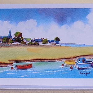 Tarjeta de Penclawdd, tarjeta de North Gower, tarjeta de South Wales, tarjeta de felicitación de artista, de mi acuarela original, tamaño A5, en blanco por dentro, tarjeta de cumpleaños