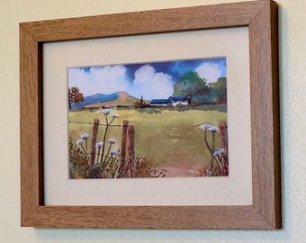 Welsh Farm, with Cow Parsley, The Brecon Beacons, South Wales, Framed, Watercolour Print,  in 8 x 6'' Frame, Gift Idea, Art and Collectables