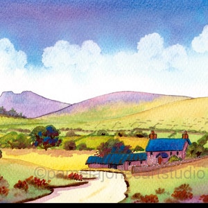 Original Watercolour, Painting, Farmhouse, The Brecon Beacons, Wales, in 14 x 11 ins Mount, Gift, Idea, Art and Collectibles, Home Decor