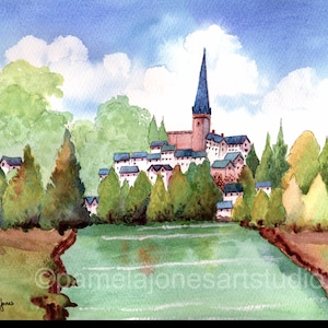 Original Watercolour, Ross On Wye, Hereford, in 20 x 16 ins Mount, Gift Idea, Art and Collectables, Home and Living, Home Decor, Landscape
