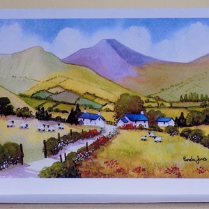 Art Card, Greetings Card, Cottages Card, Brecon Beacons Card, South Wales Card, Landscape Card,  Birthday Card, blank Card, Notelet, Art