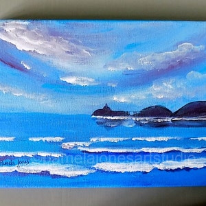 Mumbles, Swansea Bay, South Wales, Original Acrylic  Painting, on 30 x 20 cm, Stretched Canvas, Gift Idea, Home Decor, Original Art, Art