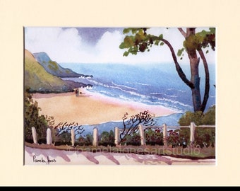 Caswell Bay Print, Gower Print, South Wales, Watercolour Print, in 10 x 8 '' mount, Gift Idea, Wall Art, Gift for the Home, Gift for friend