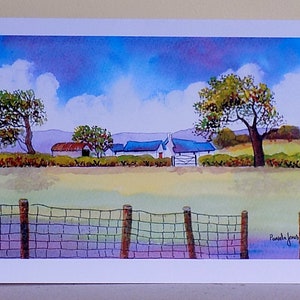 Art Greetings Card, Or Note Card, Pembrokeshire Farm, West Wales, Size A5,  For Birthday, Or Any Occasion, blank inside