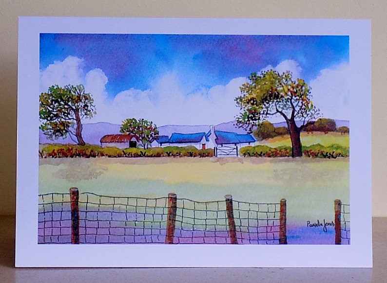 Art Greetings Card, Or Note Card, Pembrokeshire Farm, West Wales, Size A5, For Birthday, Or Any Occasion, blank inside image 1