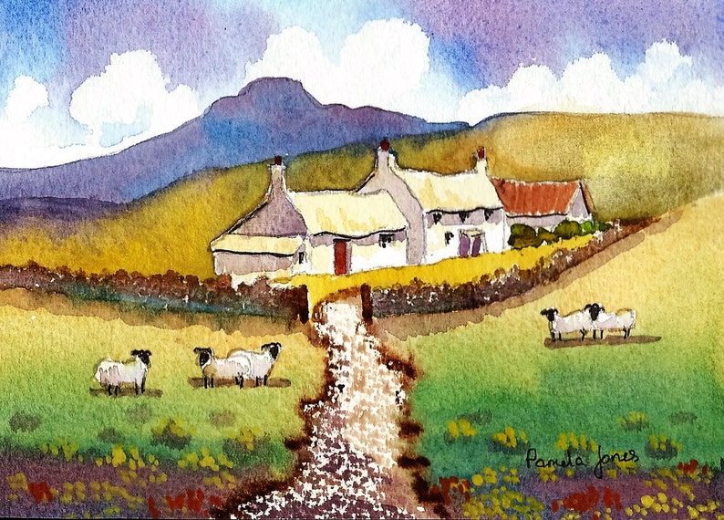 Watercolour Print Pembrokeshire Cottage West Wales UK in 8 Etsy UK