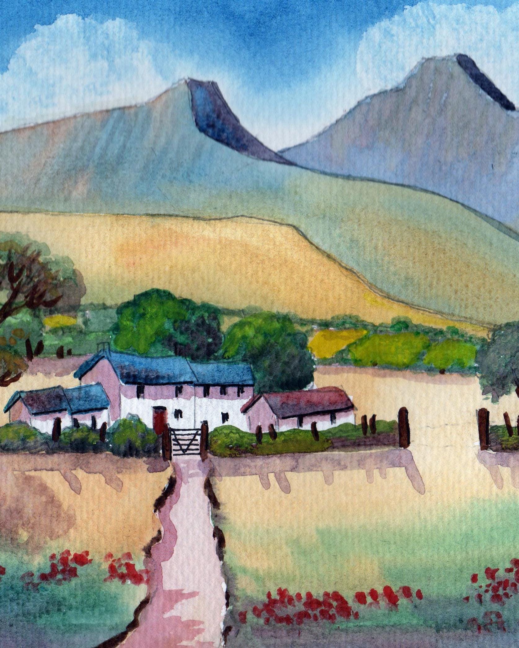 Country Cottage, Pen Y Fan Brecon Beacons, Original Watercolour