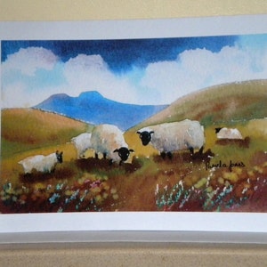Sheep Card, Brecon Beacons Card, Wales card, Art Greeting Card, Blank inside Card, Any occasion card, size a5 Card, Birthday Card, Thank you