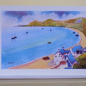 Tarjeta de arte, tarjeta de felicitación, tarjeta de Morfa Nefyn, tarjeta de Gales del Norte, tarjeta en blanco, tarjeta A5, tarjeta de cumpleaños, tarjeta de agradecimiento, tarjeta para cualquier ocasión, mar