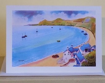 Art Card, Greetings Card,  Morfa Nefyn Card, North Wales Card, blank Card, A5 Card, Birthday Card, Thank you Card, Any occasion Card, Sea