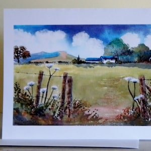 Welsh Landscape Art Card: Brecon Beacons Farm Watercolor (A5)