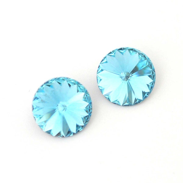 Aquamarine (Aqua) 14mm Rivoli 1122 Round Barton Crystal - Multiple Pack Sizes Available