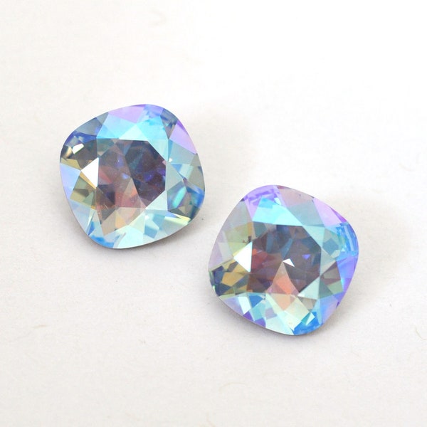 Light Sapphire Shimmer 12mm Cushion Cut 4470 Barton Crystals - Multiple Pack Sizes Available