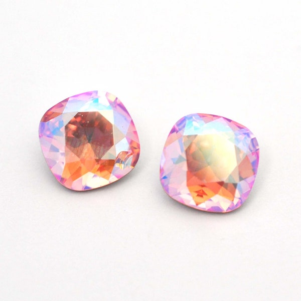 Light Rose Shimmer 12mm Cushion Cut 4470 Barton Crystals - Multiple Pack Sizes Available