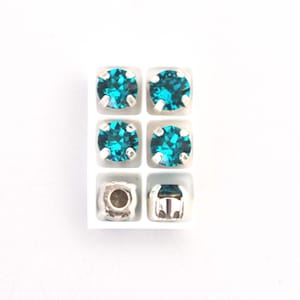 Blue Zircon - 29SS / 6MM Sew On Crystals - Chaton Montees - Sliders - Great For Beading & Wire - Multiple Pack Sizes Available
