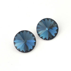 Montana 14mm Rivoli 1122 Barton Crystal, Made in Austria, Highest Quality Round Rhinestones, Cup Chain, Seed Beading, Dark Navy Blue