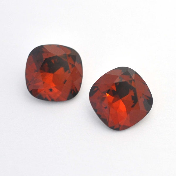 Smoked Amber 12mm Cushion Cut 4470 Barton Crystals - Multiple Pack Sizes Available