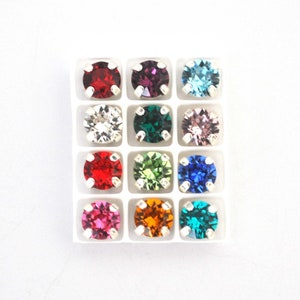Birthstone Collection - 29SS / 6MM Sew On Crystals - Chaton Montees - Sliders - Great For Beading & Wire - Includes 12 Crystals