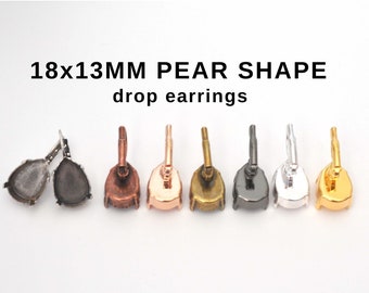 Pick Your Plating! 18x13mm Pear Shape Drop Earring Setting for 4320 - DIY Cup Chain Jewelry - Lever Back, Leverback - 1 Pair