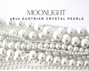 Moonlight Pearl - 5810 Barton Crystal Pearl Beads, Glass - 2mm, 3mm, 4mm, 5mm, 6mm, 8mm, 10mm, 12mm - Vegan - Multiple Pack Sizes